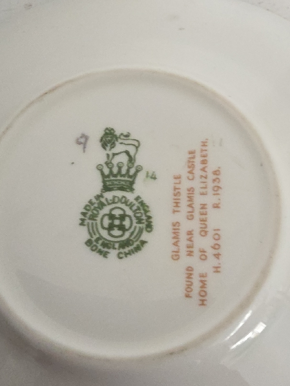 vintage Royal Doulton bone china teacup saucer set featuring the "Glamis Thistle - Picture 5 of 7